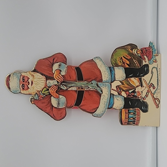 Vintage 1979 Merrimack Santa Claus Gift Bag Die-cut Gold Edge - Picture 1 of 6